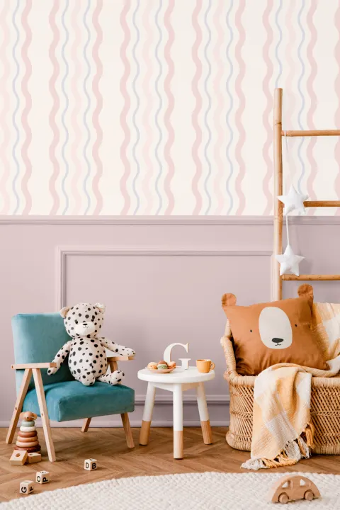 Pink Ric Rac Striped Wallpaper