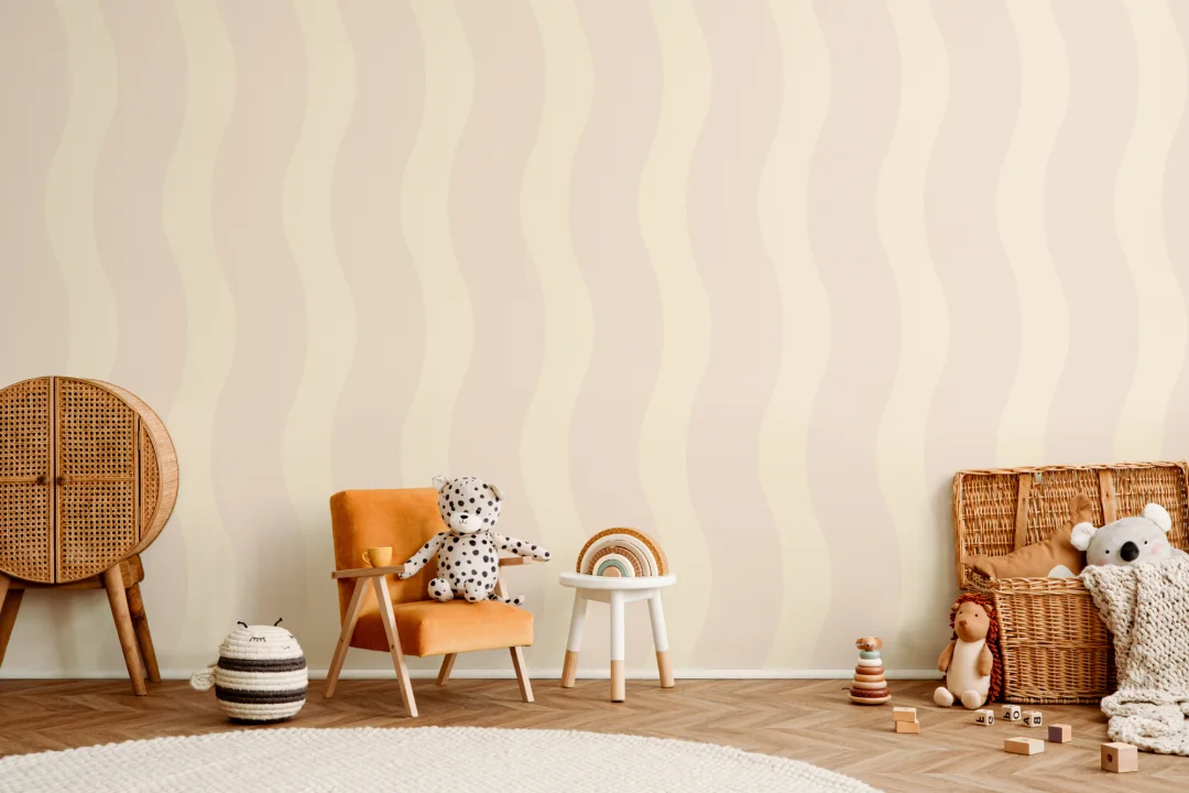 Wavy Neutral Stripes Repeat Pattern Wallpaper