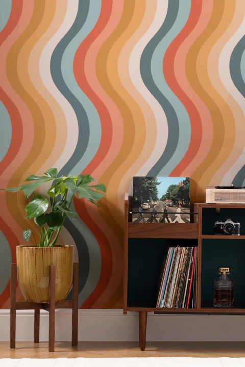 Colorful Wavy Retro Lines Wallpaper