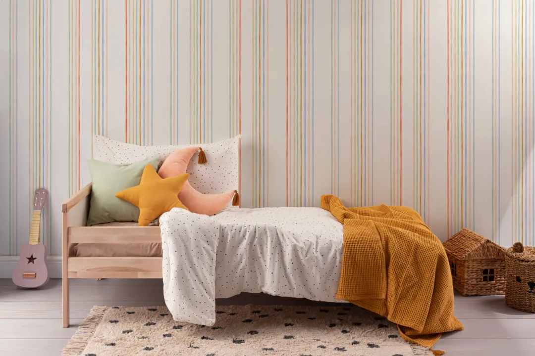 Papel pintado a rayas coloridas efecto tiza