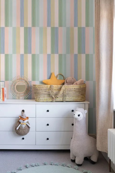 Soft Pastel Chunky Stripes Wallpaper Mural