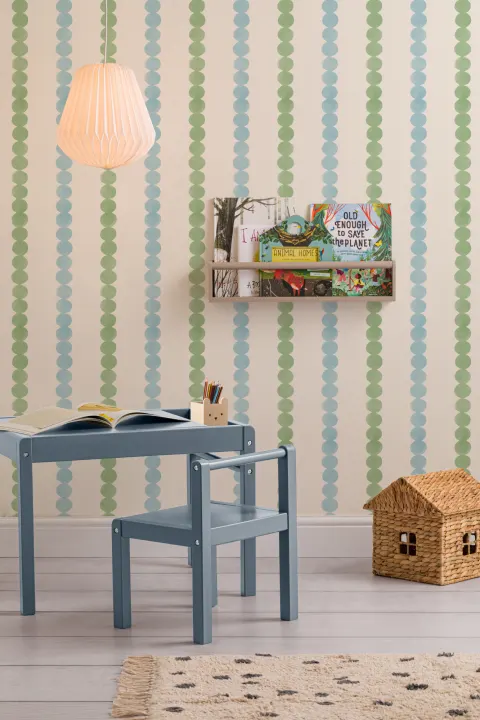 Light Green And Blue Striped Pattern Mural