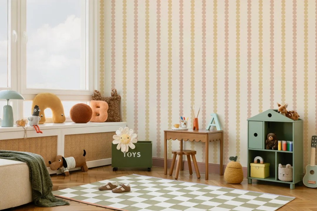 Pink And Yellow Striped Pattern Kids' Mural