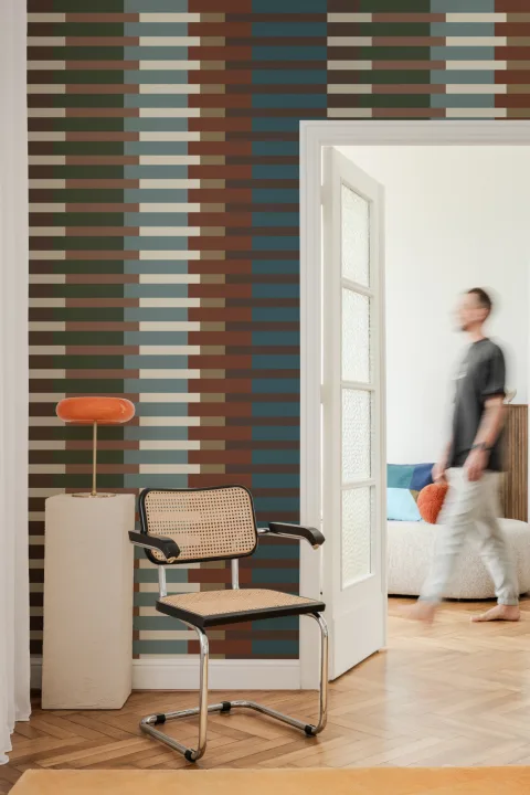 Multicolor Striped Retro Mid-Century Modern Mural