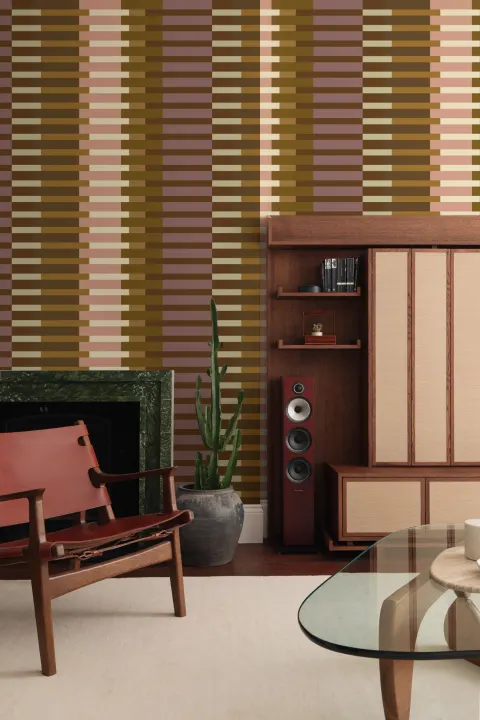 Warm Retro Geometric Striped Multicolor Mural