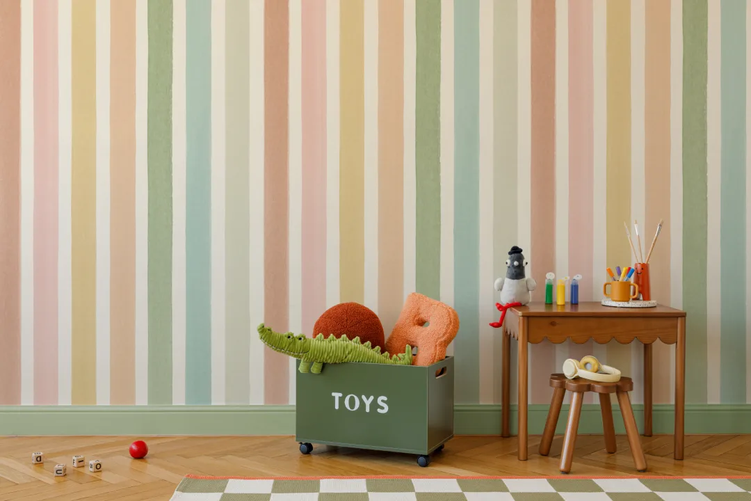 Multicolor Pastel Striped Kids' Pattern Wallpaper Mural