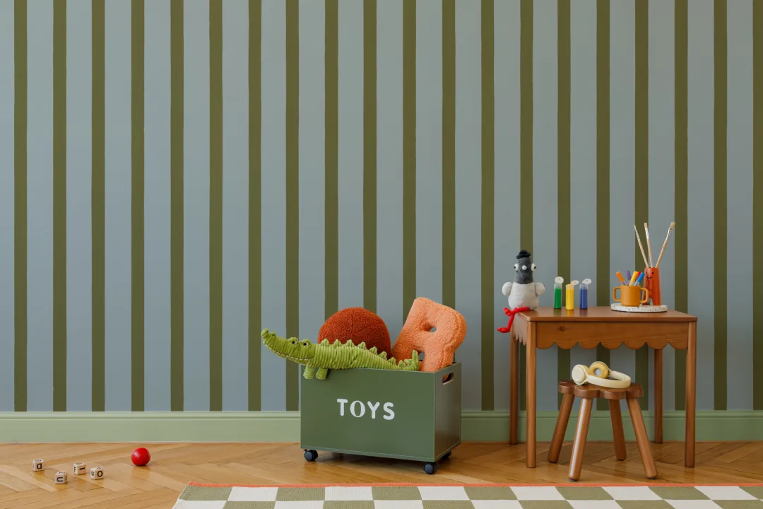 Blue And Green Striped Minimalist Pattern Wall Mural