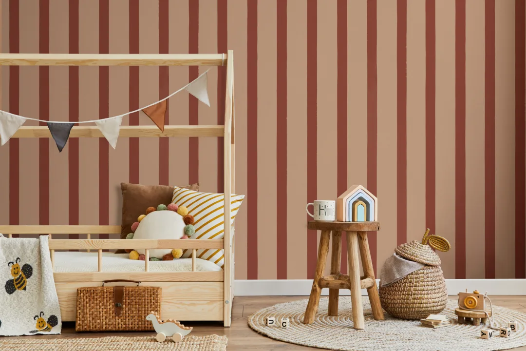 Pink And Red Striped Classic Wallpaper Feature Mural