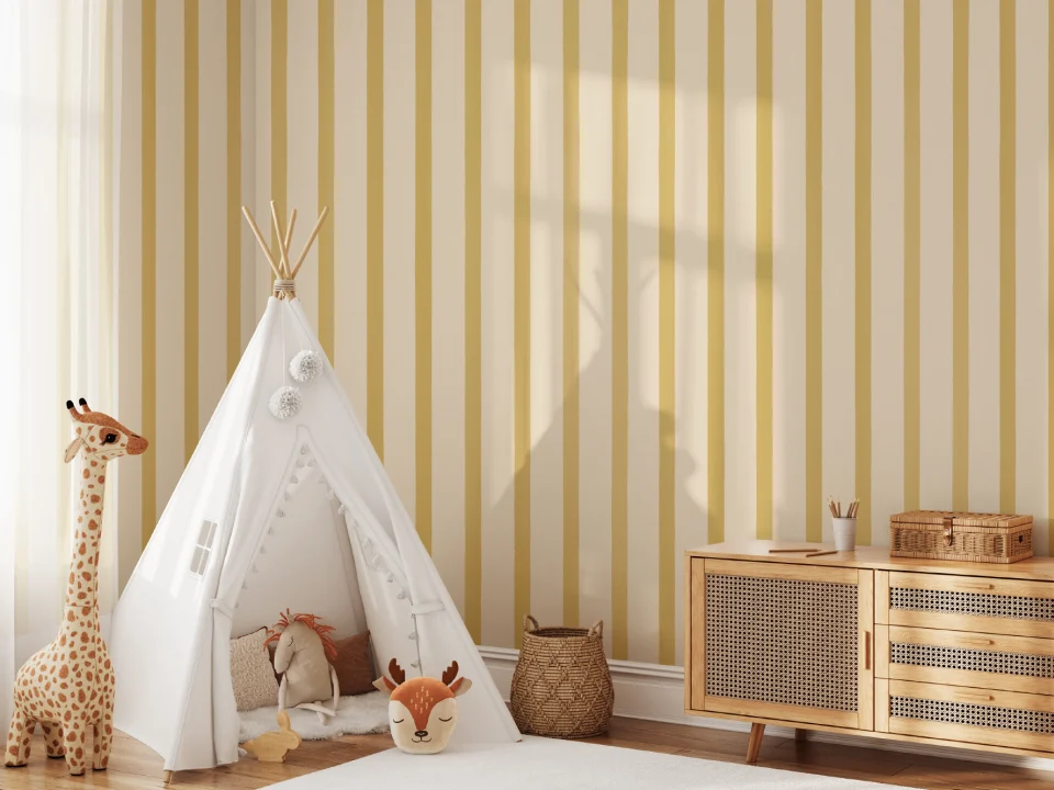 Warm Yellow Striped Pattern Mural For Vibrant Spaces