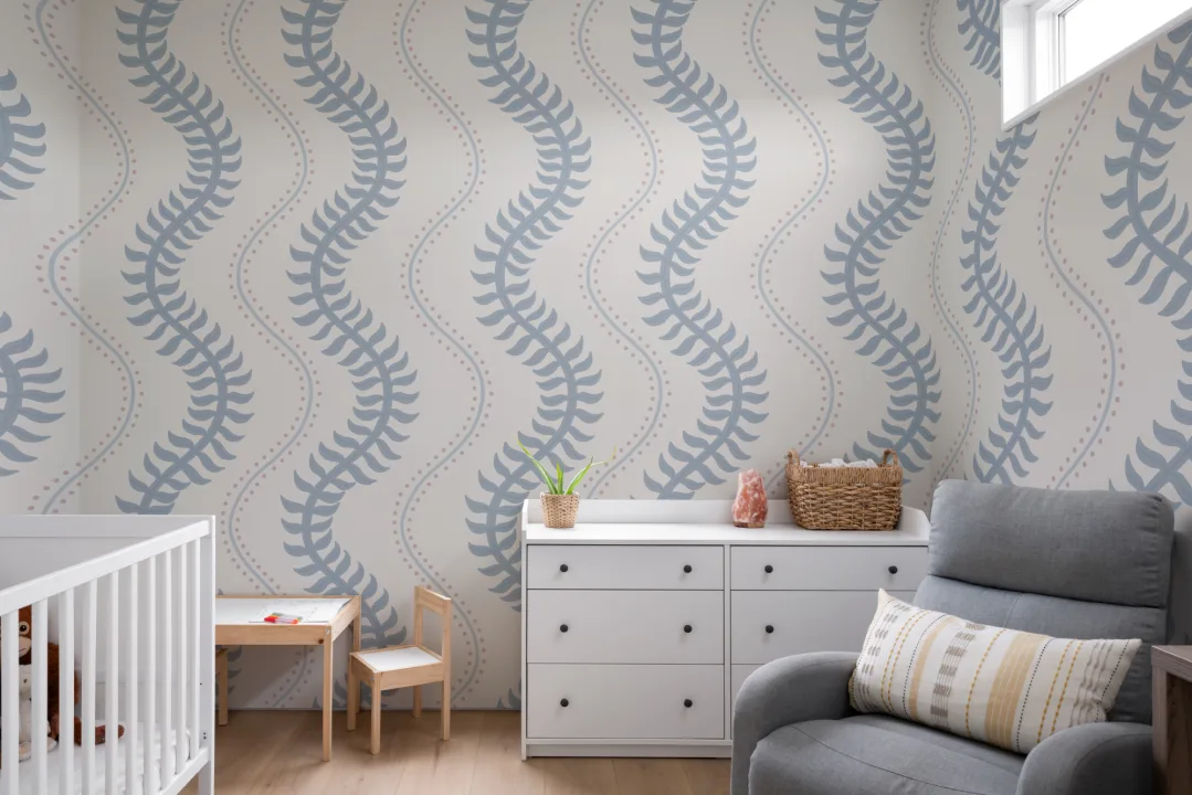 Blue and Pink Striped Pattern Mural for Tranquil Spaces