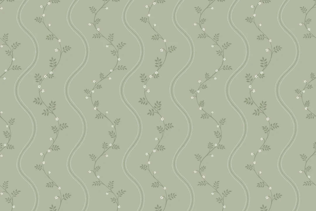 Green Vintage Floral Elegance Mural With Subtle Charm