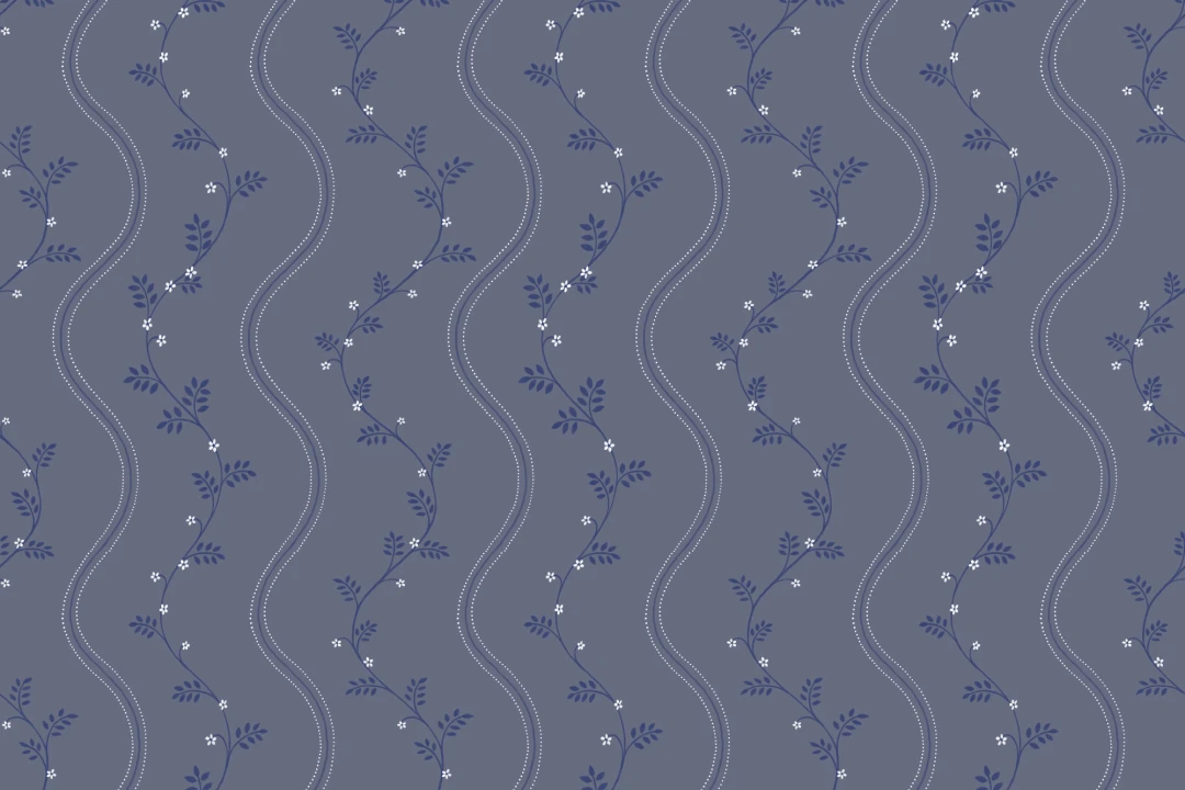 Navy Vintage Floral Pattern Mural For Elegant Spaces
