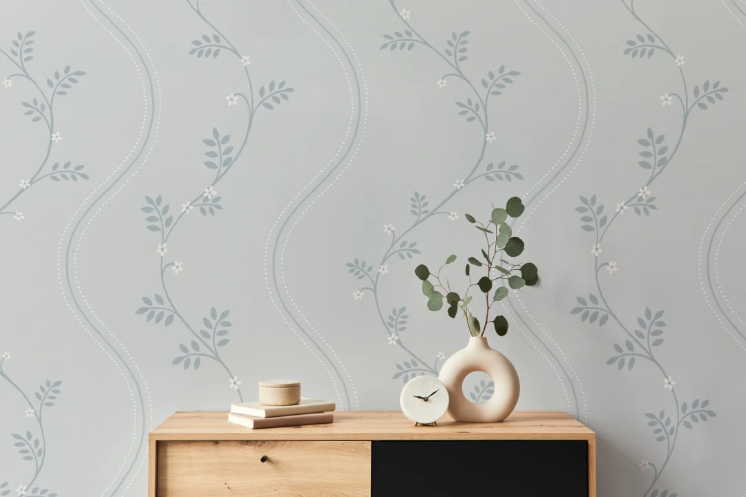 Azul Vintage Floral Pattern Murales de papel pintado