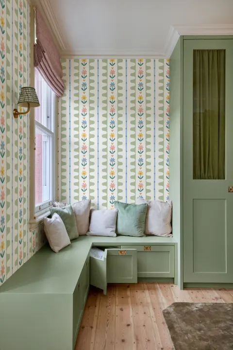 Multicolour Floral Striped Pattern Mural For Cheerful Spaces