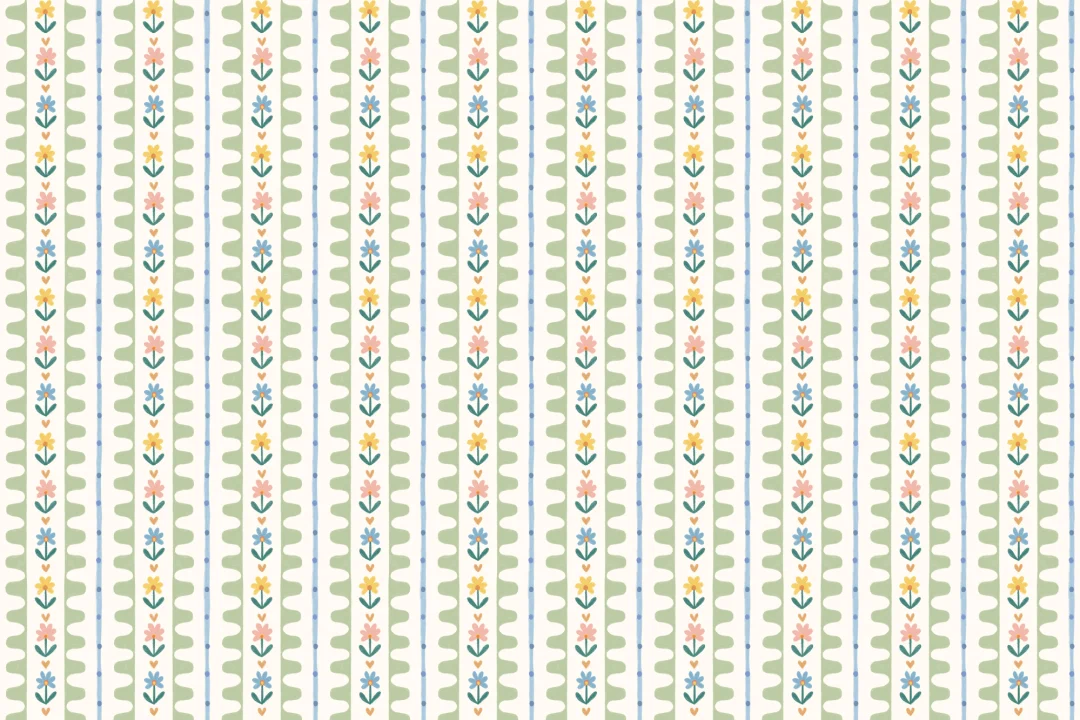Multicolour Floral Striped Pattern Mural For Cheerful Spaces