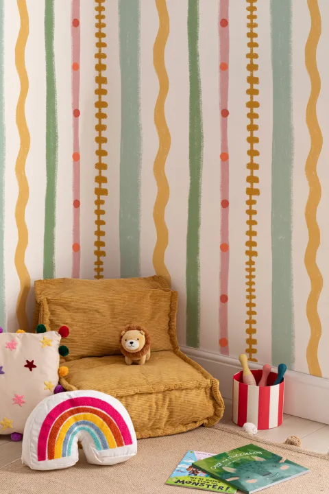 Multicolor Stripes Retro Pattern Mural for Playful Spaces