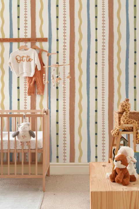 Multicolor Retro Striped Pattern Mural With Classic Twist