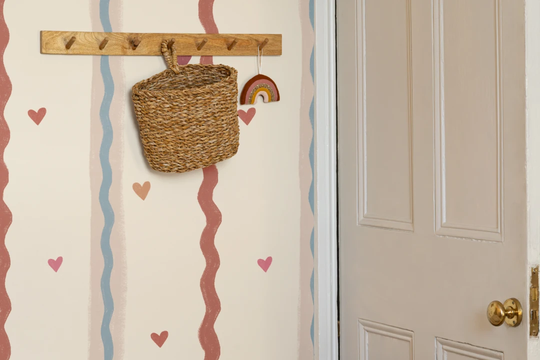 Pink Heart Pattern Striped Kids’ Delightful Mural