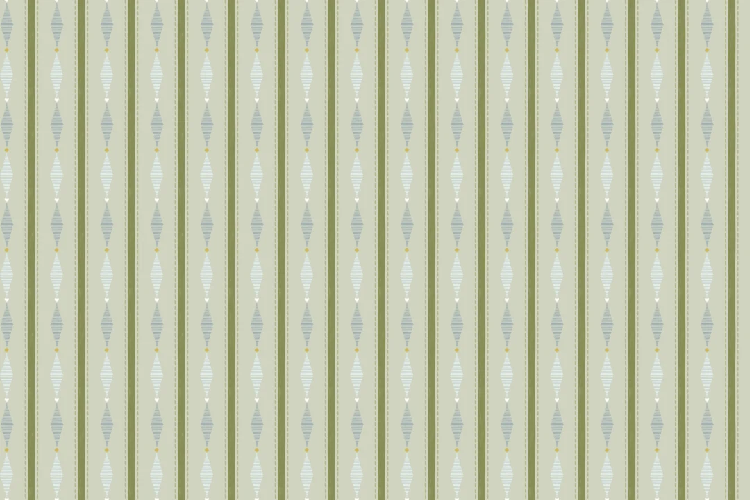 Green Geometric Striped Kids’ Mural For Playful Ambience