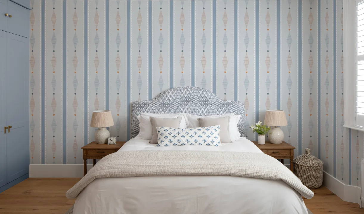 Blue Geometric Elegance Striped Modern Pattern Mural