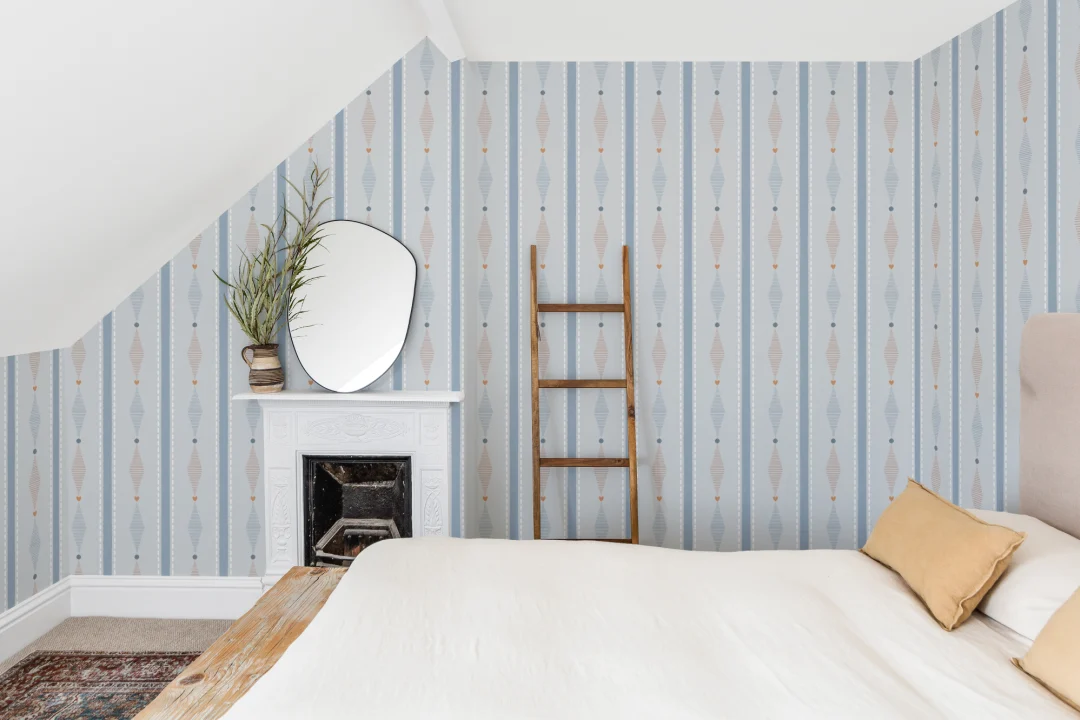 Blue Geometric Elegance Striped Modern Pattern Mural