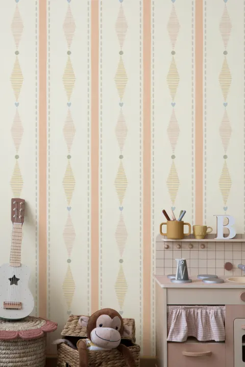 Multicolor Geometric Pastel Stripe Design Kids' Mural