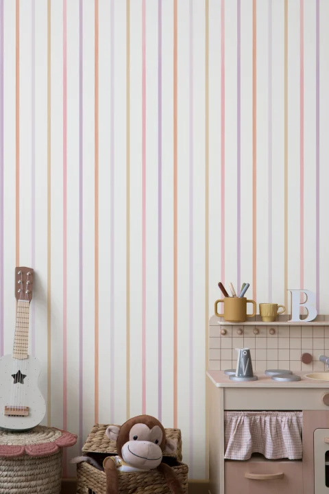 Pastel Striped Minimalist Contemporary Mural For Serenity Vibes