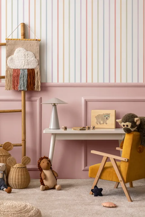Multicolor Striped Kids’ Pattern Mural for Playful Spaces
