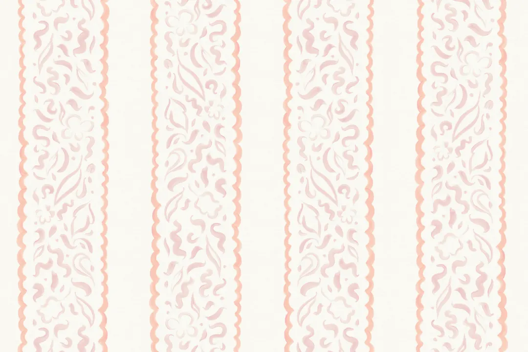 Pink Abstract Leaves Striped Mural