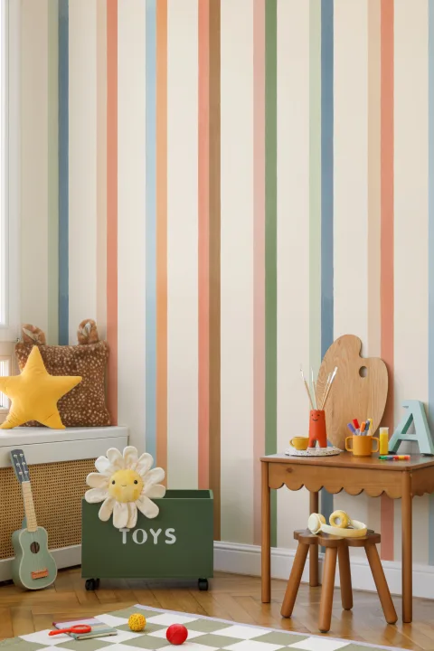Hand Painted Retro Vertical Stripes Mural
