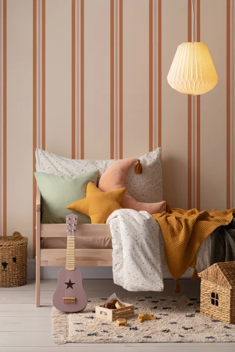 Orange Contrast Pencil Stripes Wallpaper