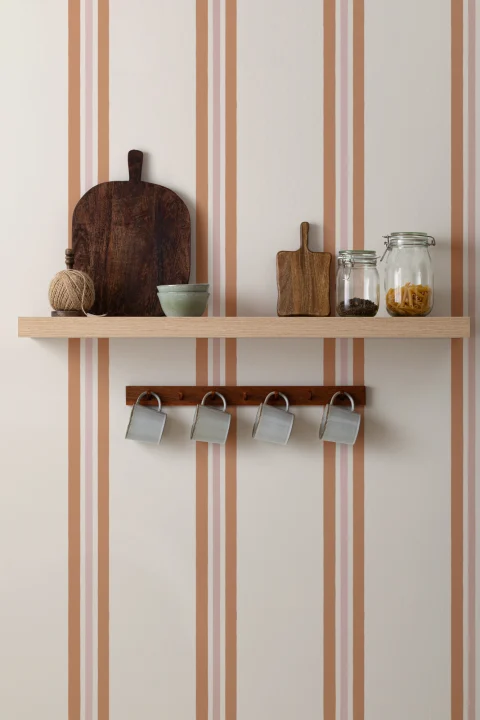 Orange Contrast Pencil Stripes Wallpaper