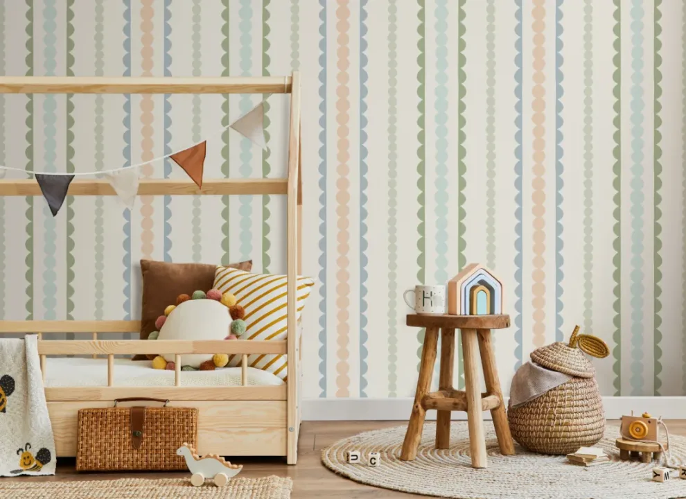 Pastel Scallop Vertical Stripes Mural
