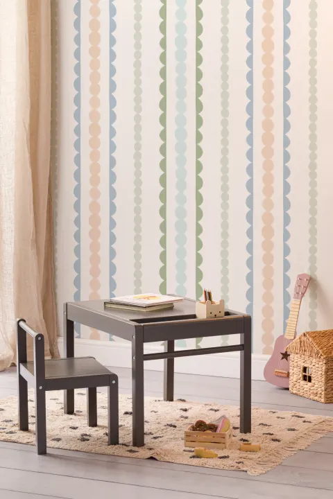 Pastel Scallop Vertical Stripes Mural