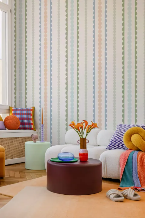Pastel Scallop Vertical Stripes Mural