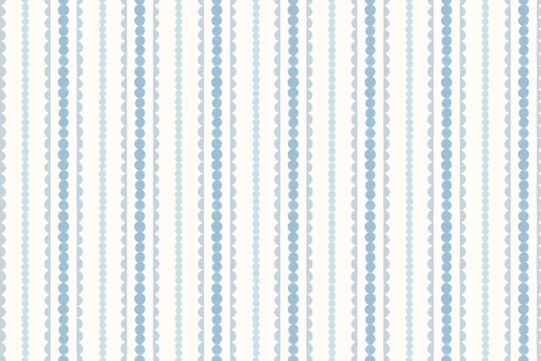 Blue Scallop Vertical Stripes Mural