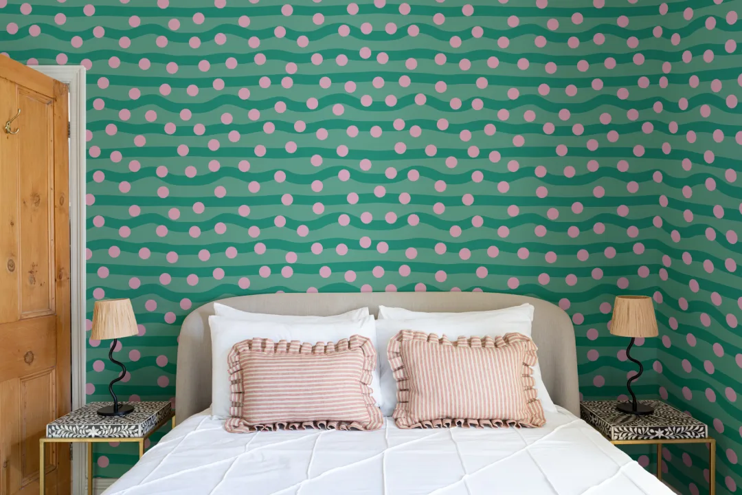 Elizabeth Olwen Polka Pop Dark Green Mural