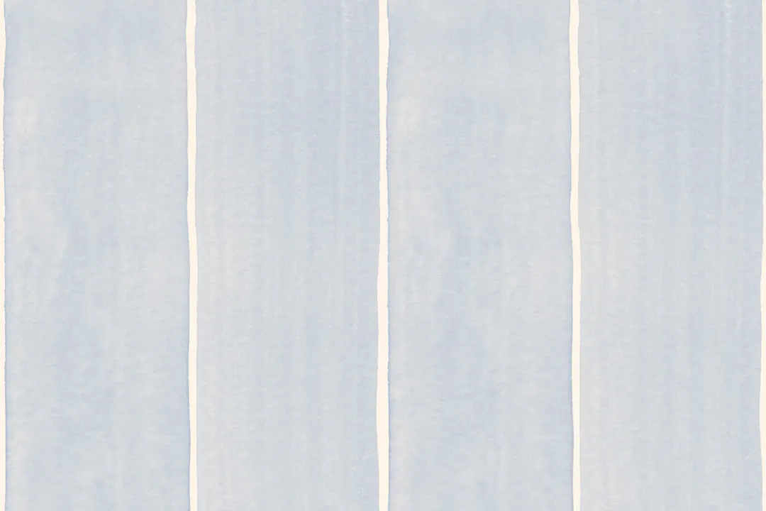 Blue Thick Vertical Stripes Watercolor Painted Wallpaper