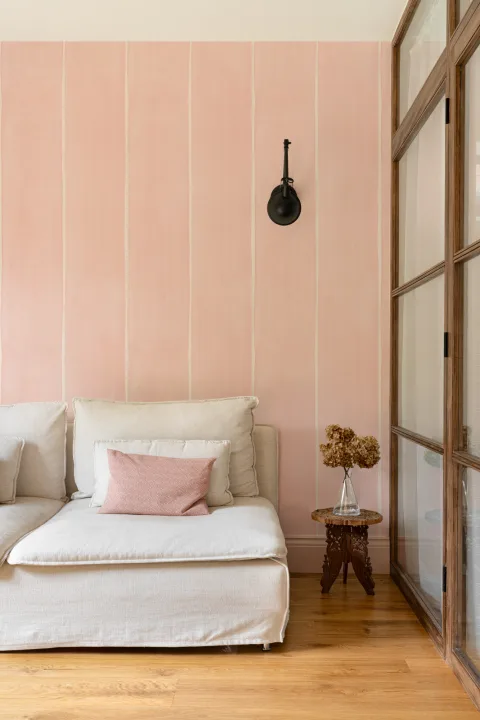 Pink Thick Vertical Stripes Watercolor Painted Wallpaper