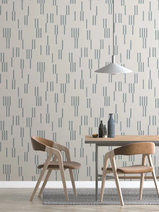 Papel de parede geométrico de linhas verticais pintado à mão em azul celeste
