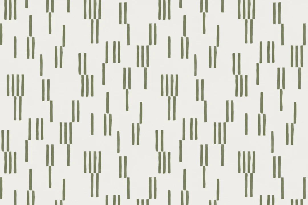 Hand-Painted Vertical Line Geometric Wallpaper in Moss