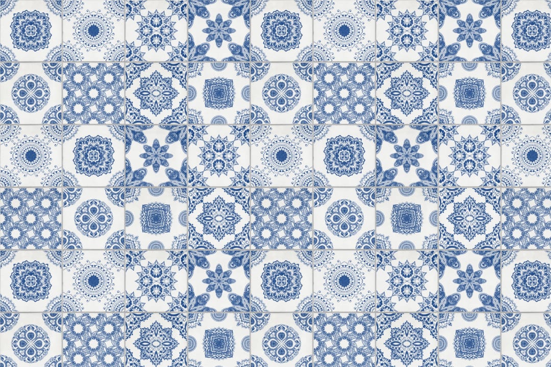 White & Blue Portuguese Tiled Wallpaper Mural