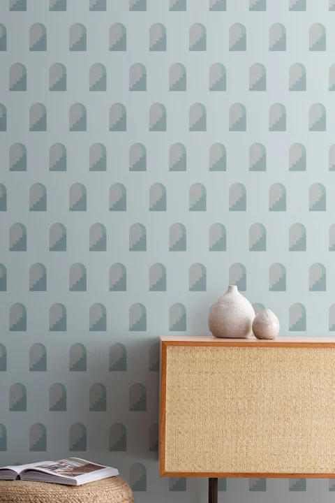 Blue Archway Pattern Architectural Design Repeat Pattern Wallpaper