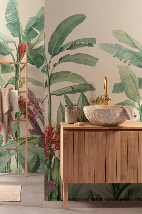 Green Vintage Tropical Minimalist Wallpaper Mural
