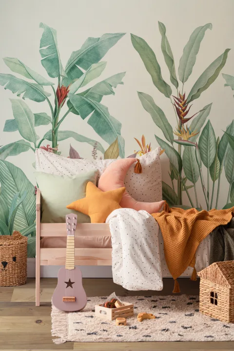 Green Vintage Tropical Minimalist Wallpaper Mural