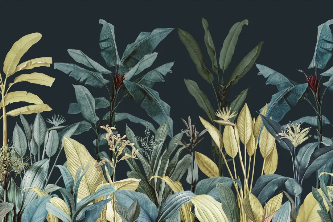 Blue & Green Dark Tropical Wall Mural