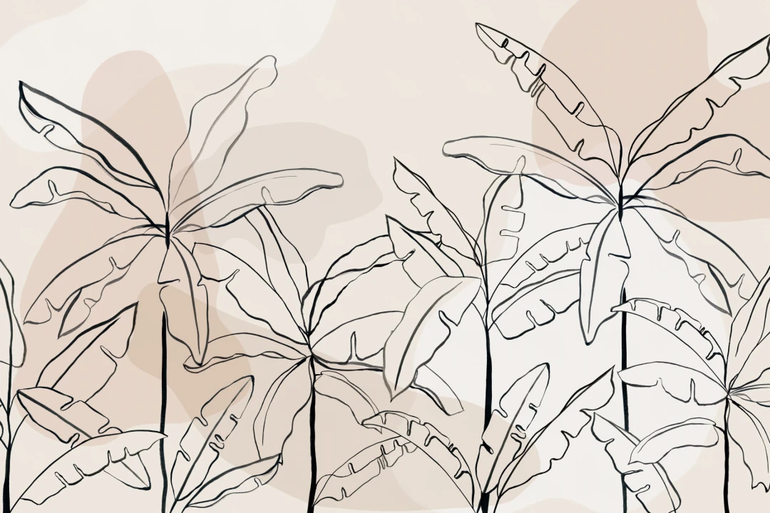 Neutral Pink Inky Tropical Wallpaper Mural
