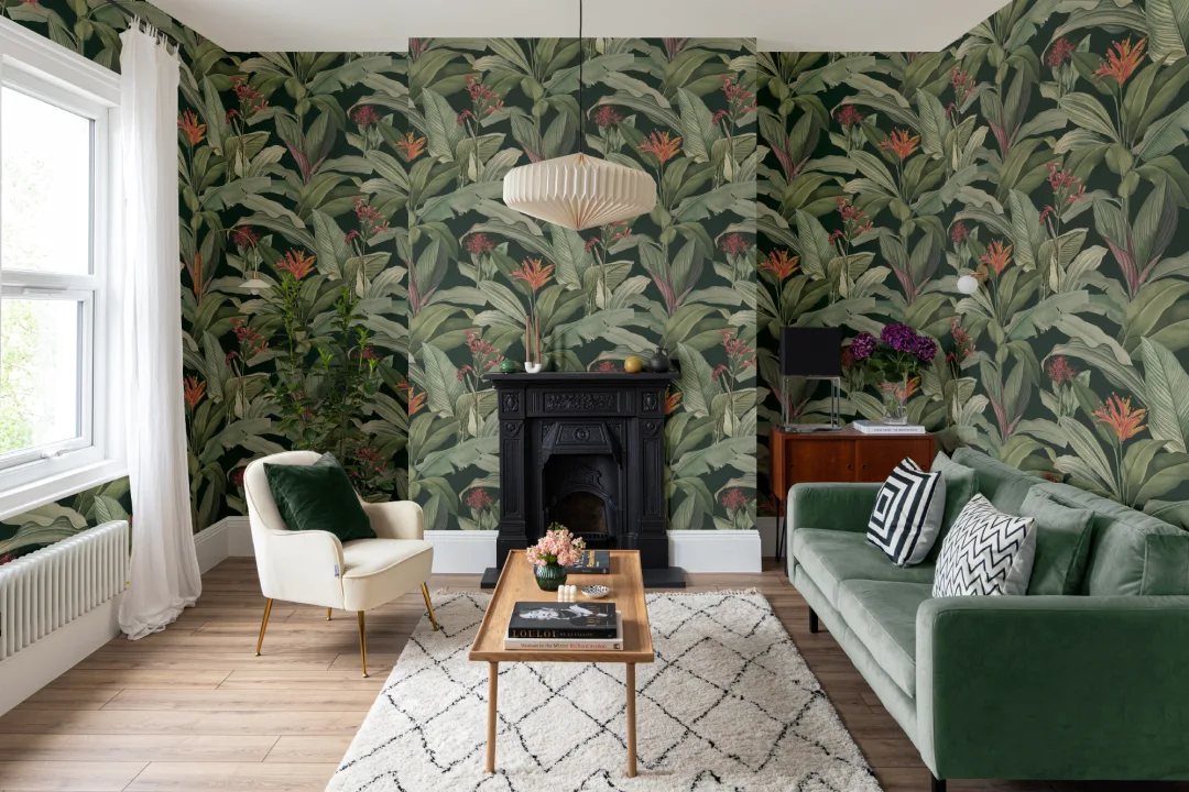 Grønn Chic Vintage Tropisk tapet