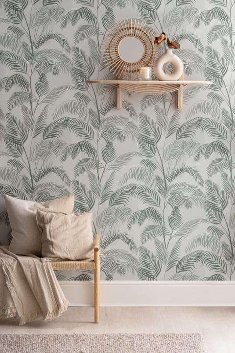 Verde acuarelă palmier frunze repeta model tapet