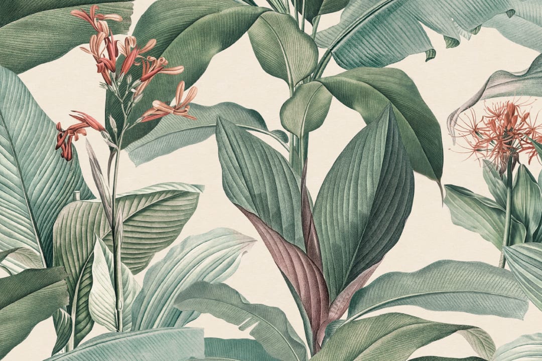Peach Chic Vintage Tropical Repeat Pattern Wallpaper
